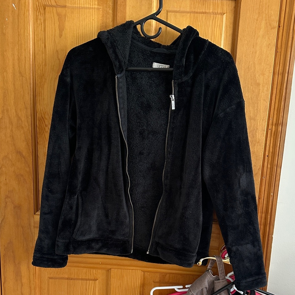 UGG Black Fuzzy Zip-Up Jacket
